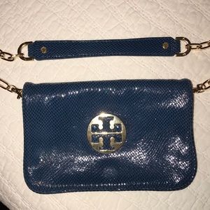 Tory Burch blue Reva clutch